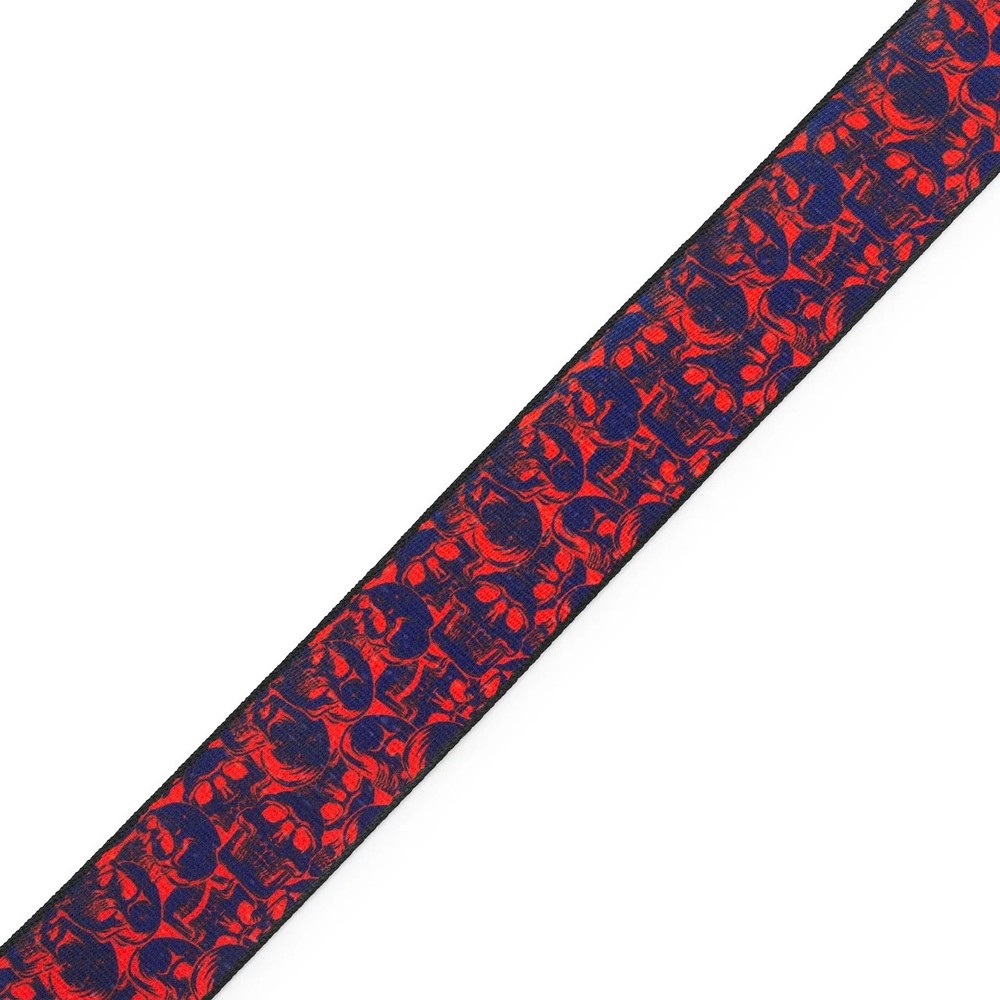 Polyester Guitar Strap - Purple and Red Skulls