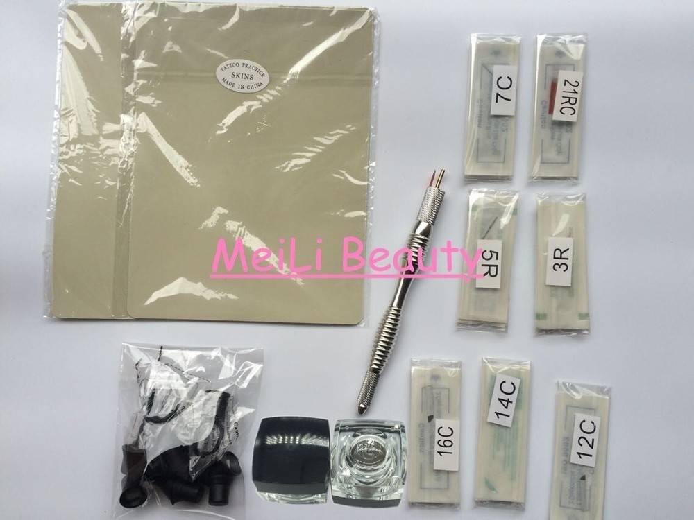 Semi Permanent Makeup Pigment Tattoo Machine Pen 45 Pcs Microblading Needle Kit