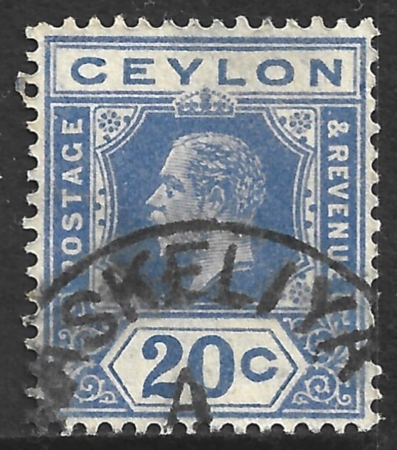 Ceylon, Scott #237a, 20c King George V, Used