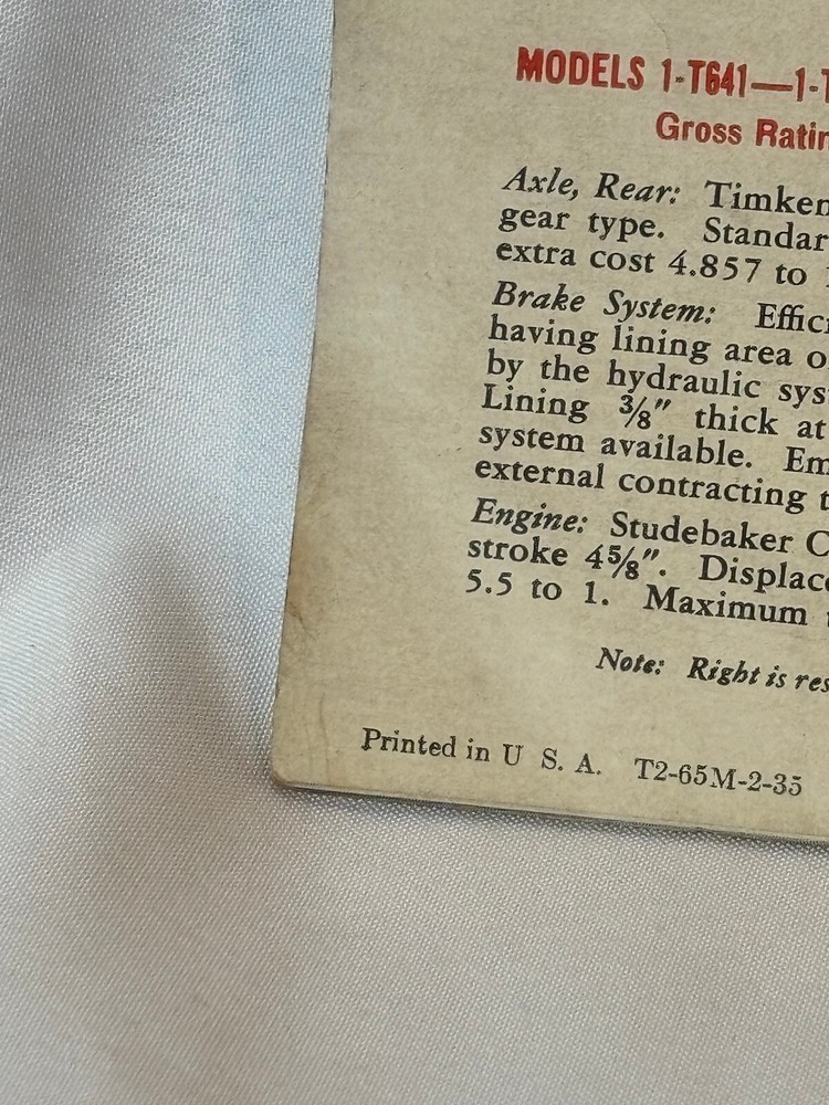 Vtg Studebaker Catalog Quality Trucks New Vehicle Features Chassis