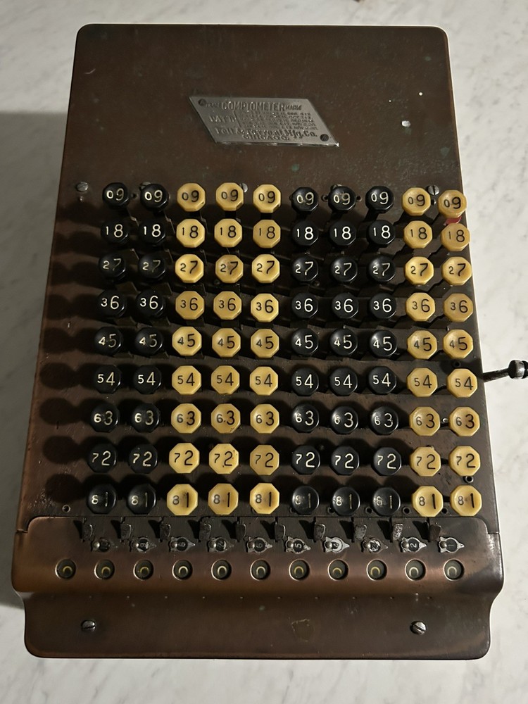 Felt & Tarrant 1920’s Comptometer Model J Working Adding Machine w/ Cover Manual