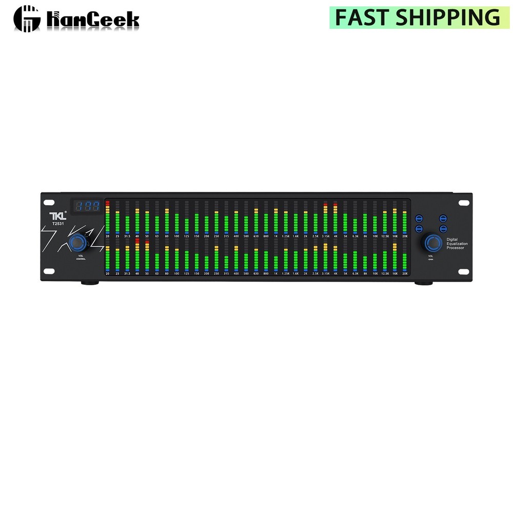 Graphic Equalizer Audio Processor Two 31-Band Spectrum Display For Home Stage