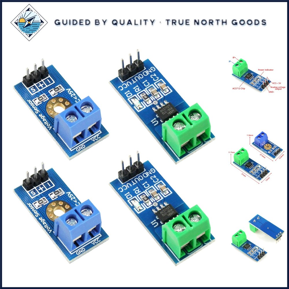 2pcs Hall Effect Current Sensor Module with Voltage Tester for Arduino Projects