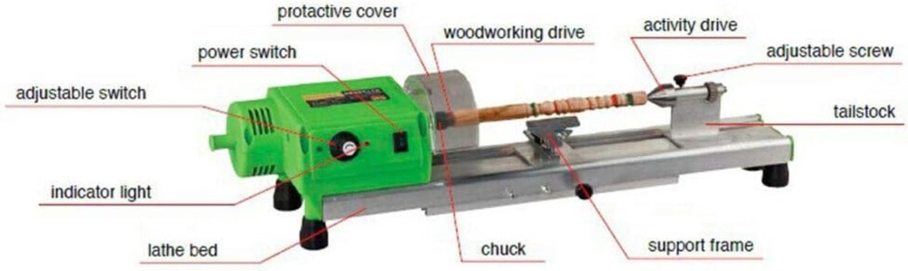Compact Mini Wood Lathe with Variable Speed Control - Perfect for DIY Crafts