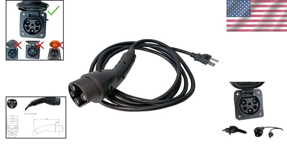 Certified 10ft Charging Power Cord for Evolution EV Golf Carts – 16A Standard