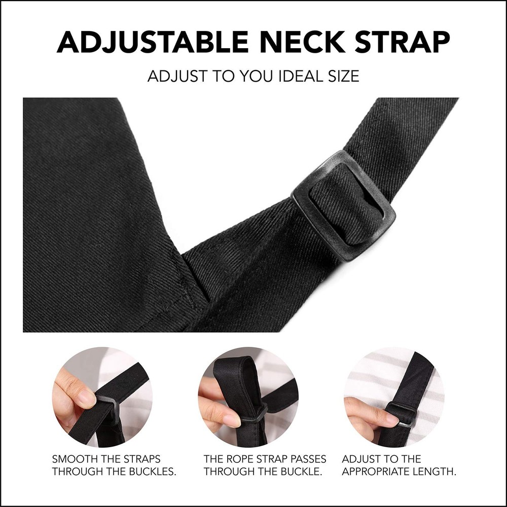 Funny Aprons Black Kitchen Chef Apron, 2 Pockets Adjustable Neck Strap for Co...