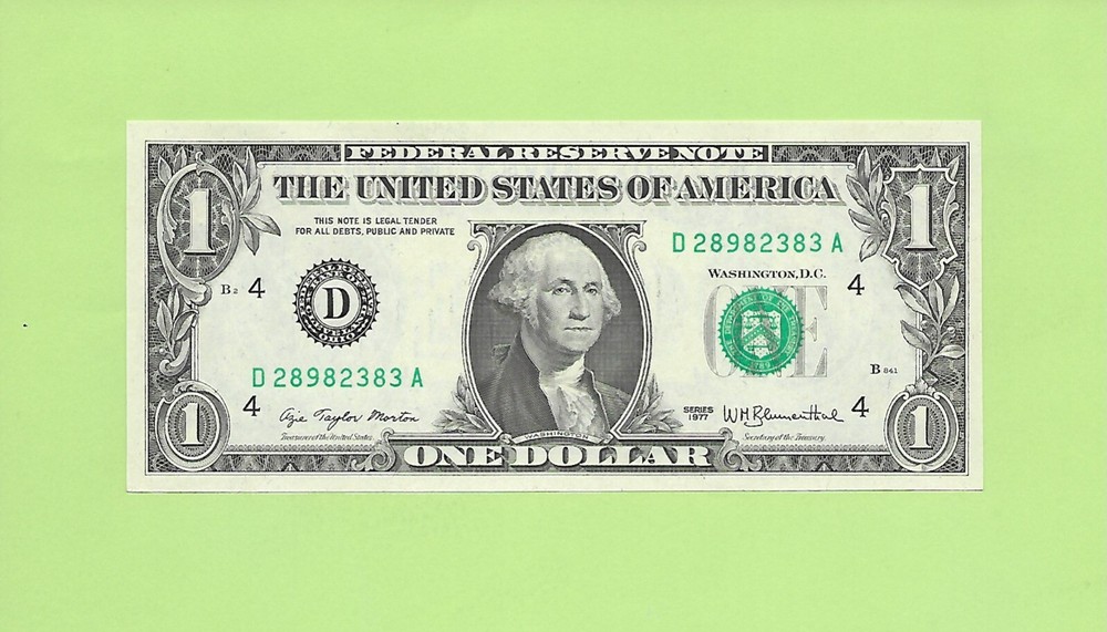 1977 ..UNCIRC $1  D 2898 2383 A  .... 1977  $1  D-A     NICE NOTE      FRN