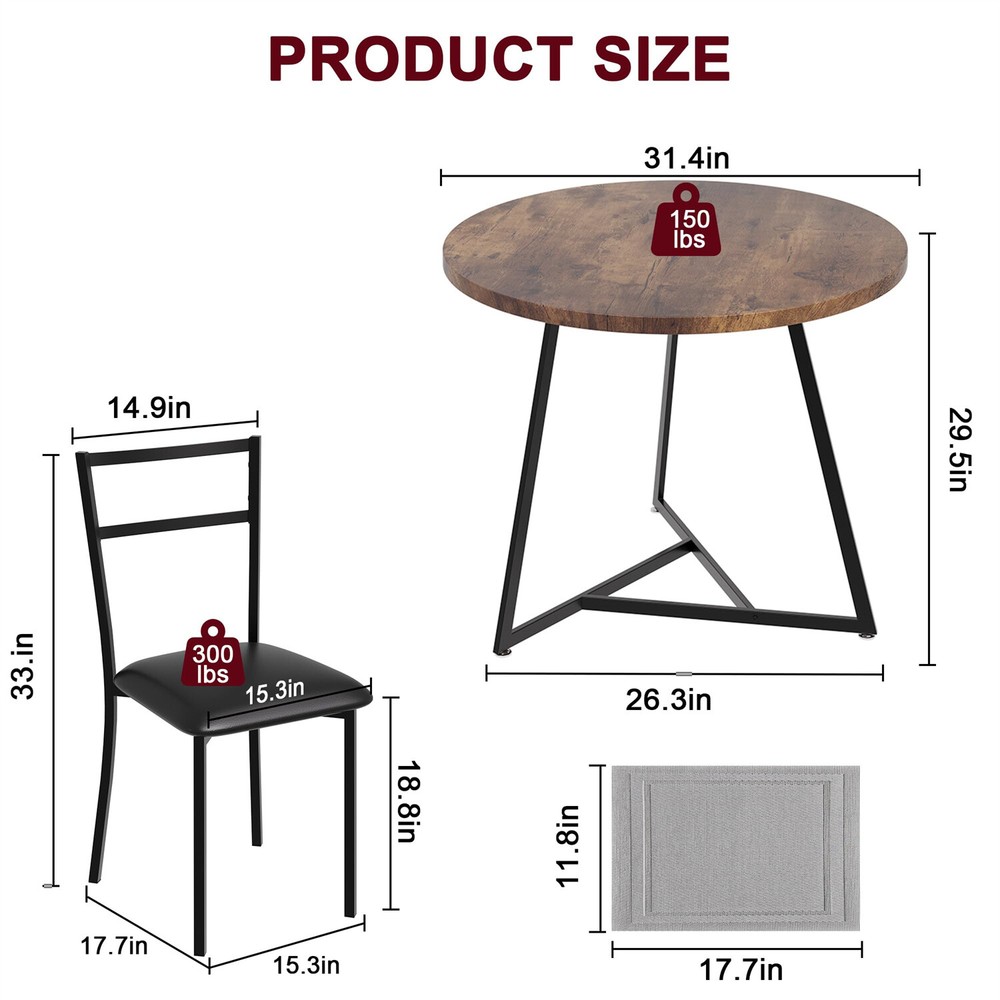 Kitchen Table and Chairs for 2 with Upholstered Chairs Dining Room Table Set