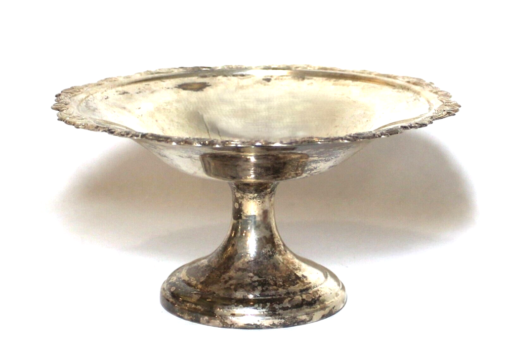 Vintage Compote SilverPlate Footed Bowl & Artificial Red Strawberry