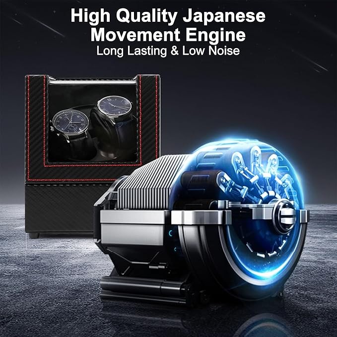 Automatic Rotation Double Watch Winder Box Leather Storage Display Case Gift US