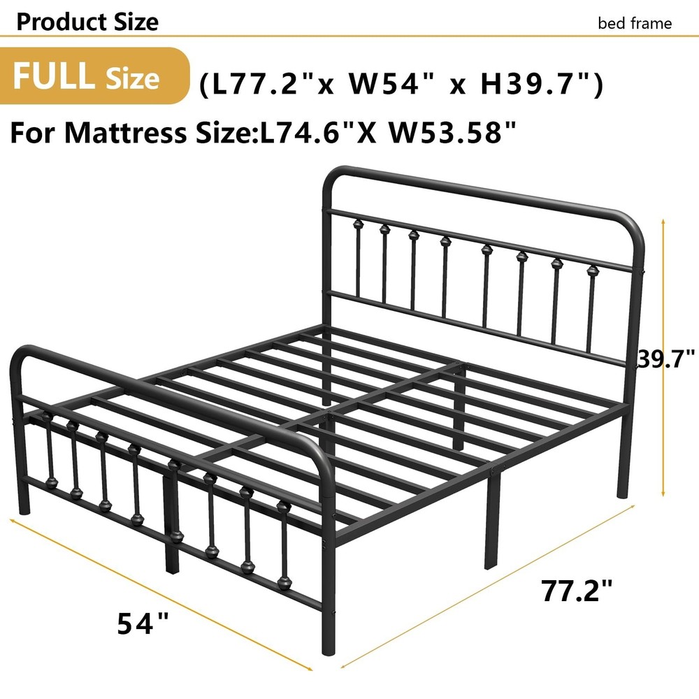 Vengarus Metal Bed Frame,Full Size Bed Frame with Headboard,Structurally Stab...