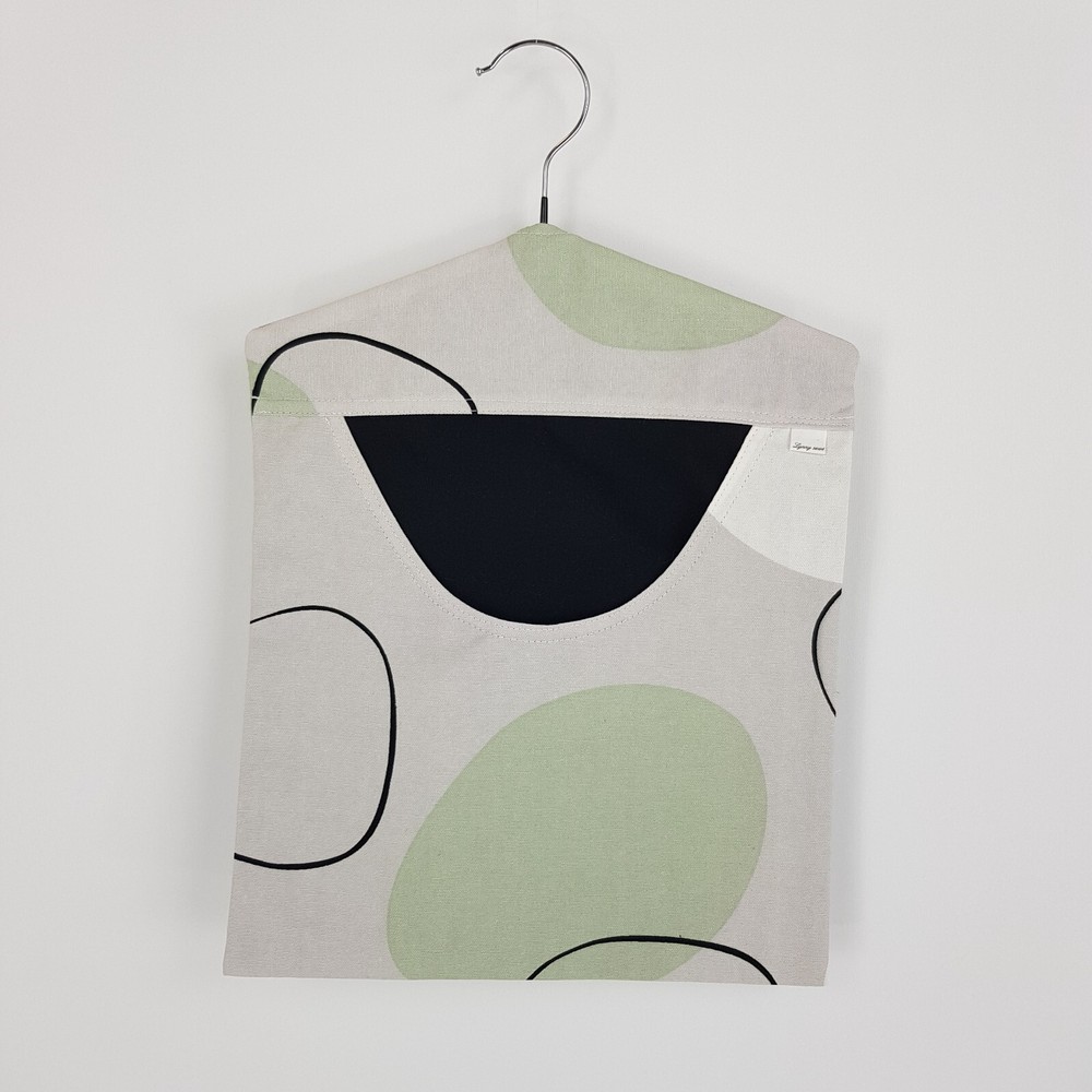 Peg Bag Handmade Light Grey Green Abstract Lined Laundry Clothes Peg Holder