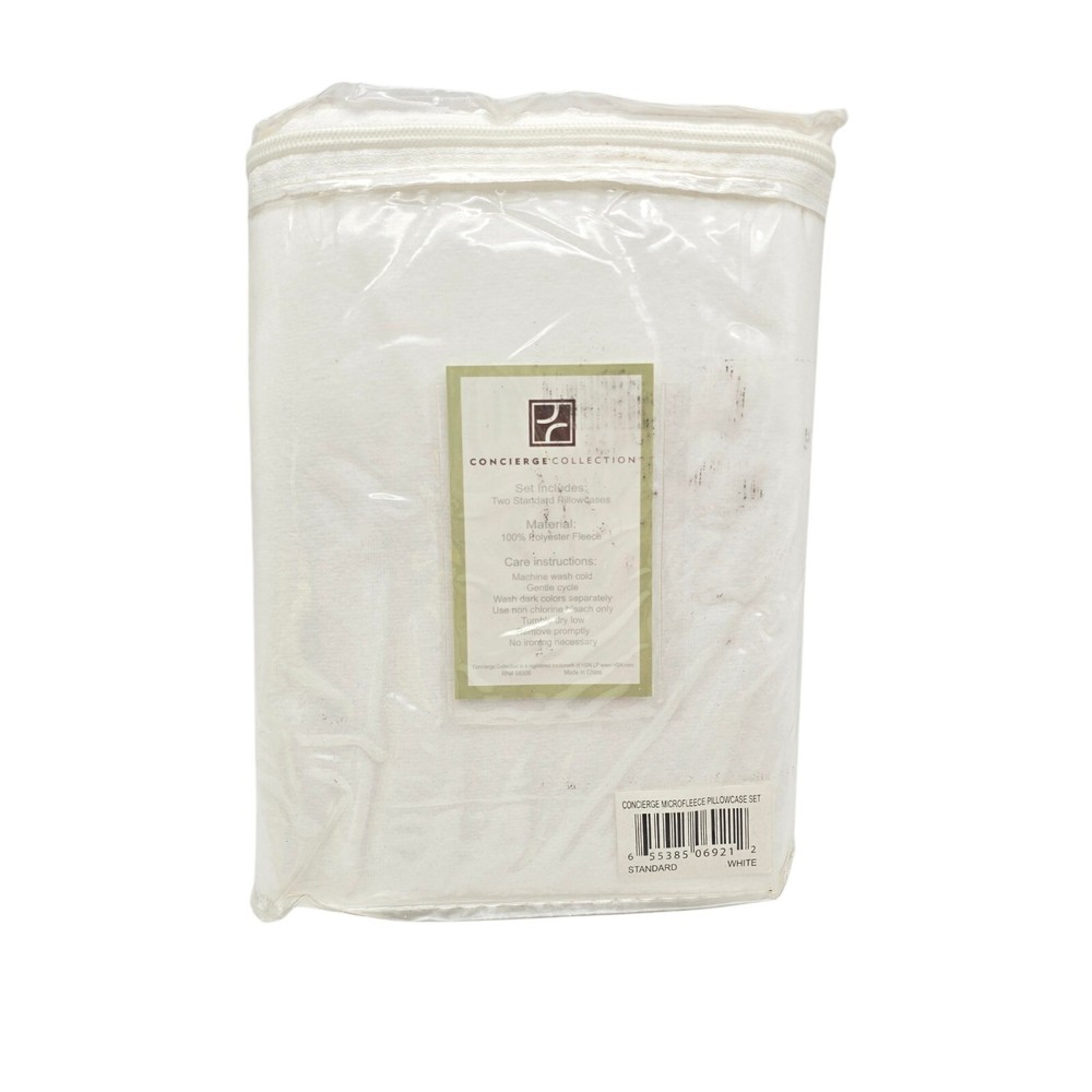 Concierge Collection Two King Pillowcases White 100% Polyester Fleece