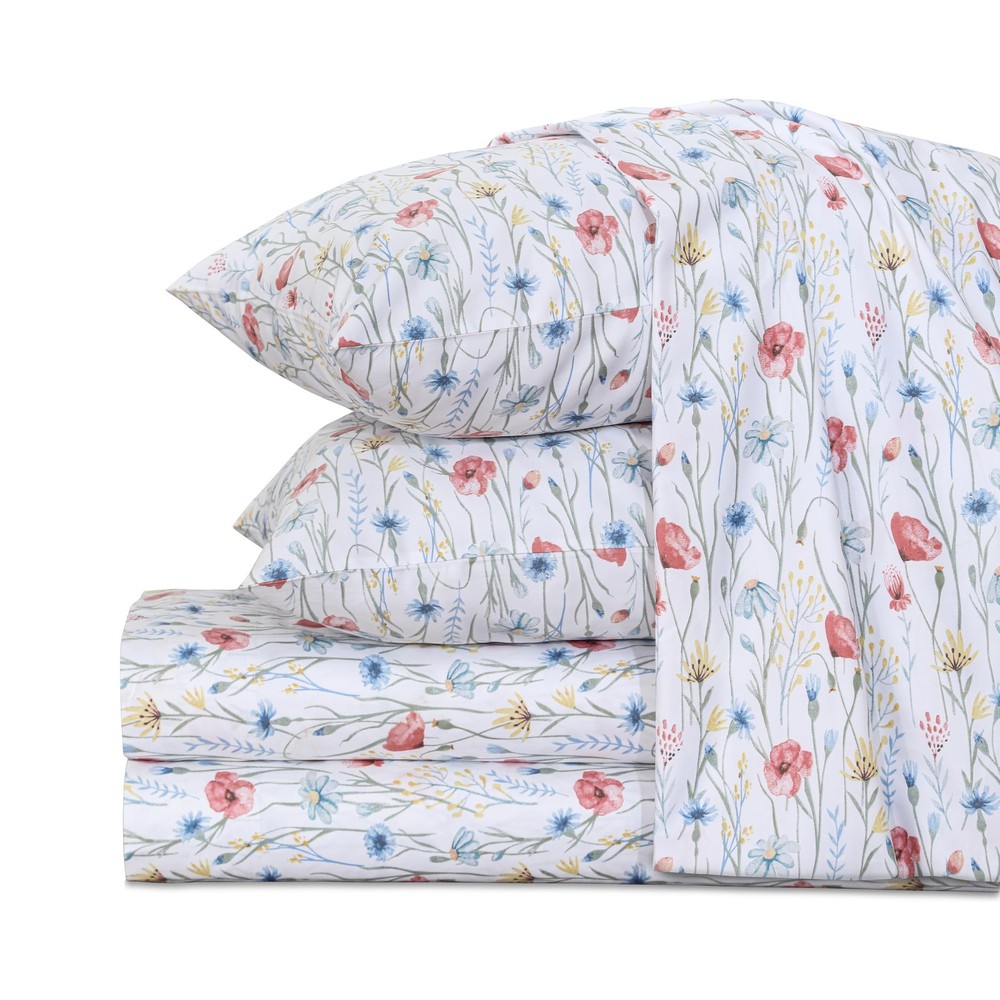 100% Cotton Sheets Queen Size Bed Set - 300 Thread Count Silky Soft Sateen We...