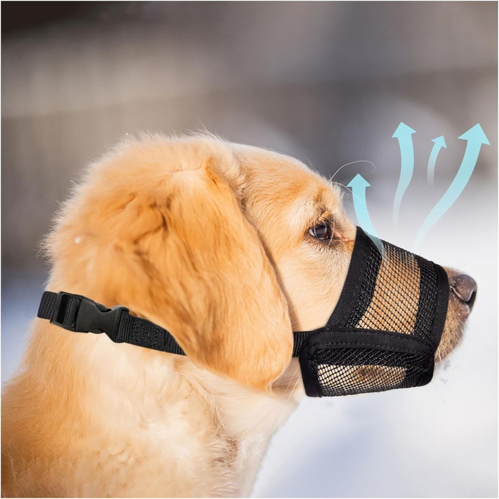 Dog Muzzle Large Dogs Air Mesh Muzzle Large Sized Dog Adjustable No Bark Dogs