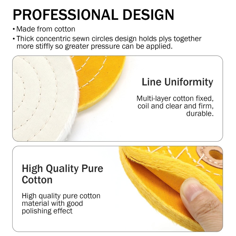 8-inch Buffing Polishing Wheels Set for Bench Grinders - 3PCS Kit