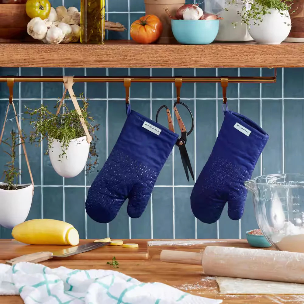 KitchenAid Asteroid Silicone Grip Oven Mitt Set Cobalt Blue 2-Pack