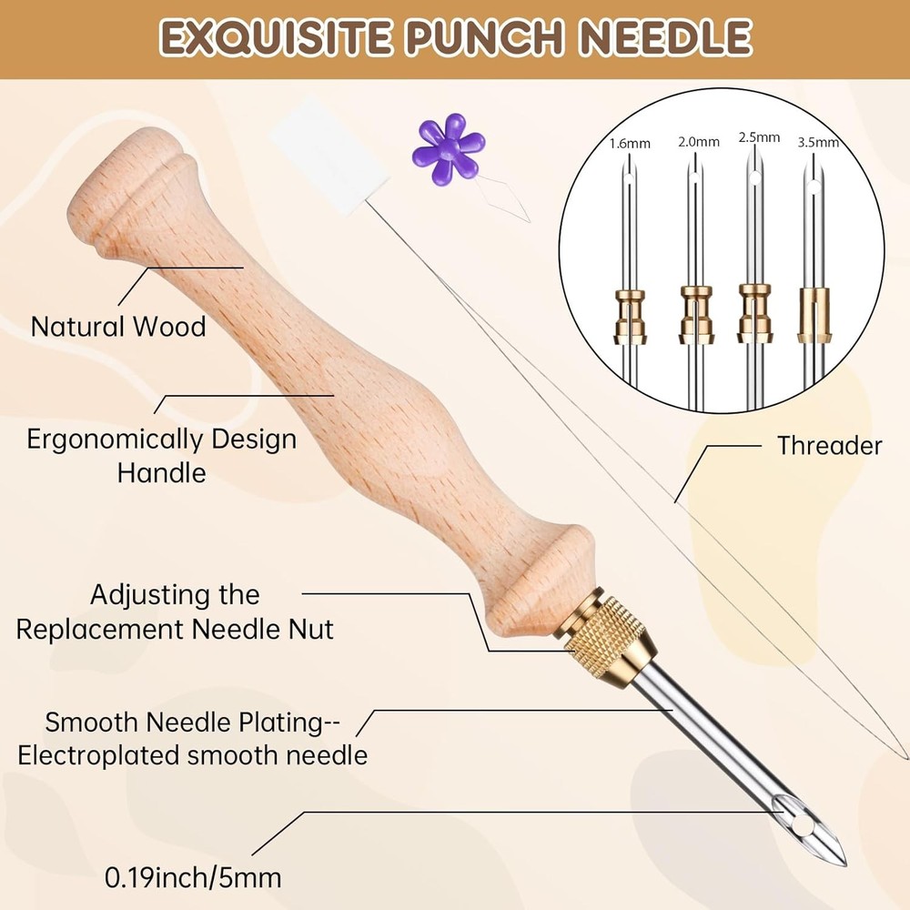 Punch Needle Kit with Storage Box,Adjustable Punch Needle Tool with 5 Different
