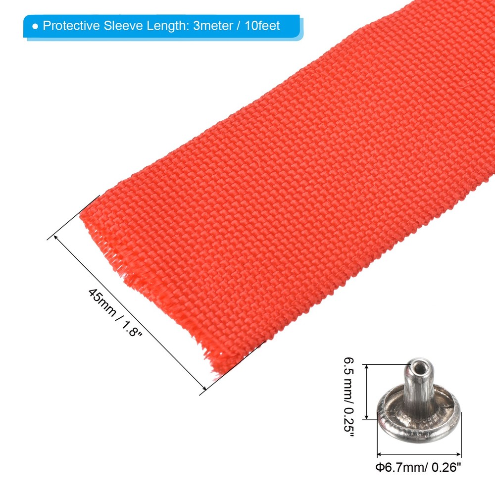 10Ft*45mm Polyester Rope Protector Cable Cover Rope Protective Sleeve Red