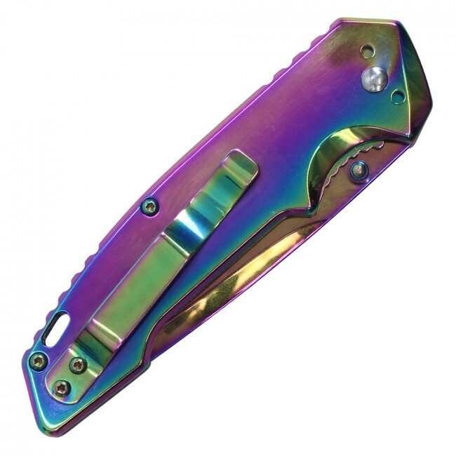 Pocket Knife Spring-Assist Wartech Emerald Rainbow Titanium Tactical Fold Blade