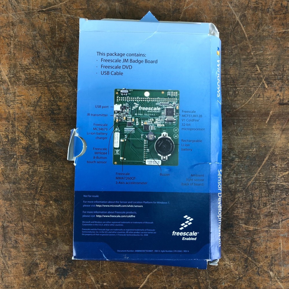 FREESCALE Sensor Development Kit for Windows 7 JM Badge Board & DVD Software