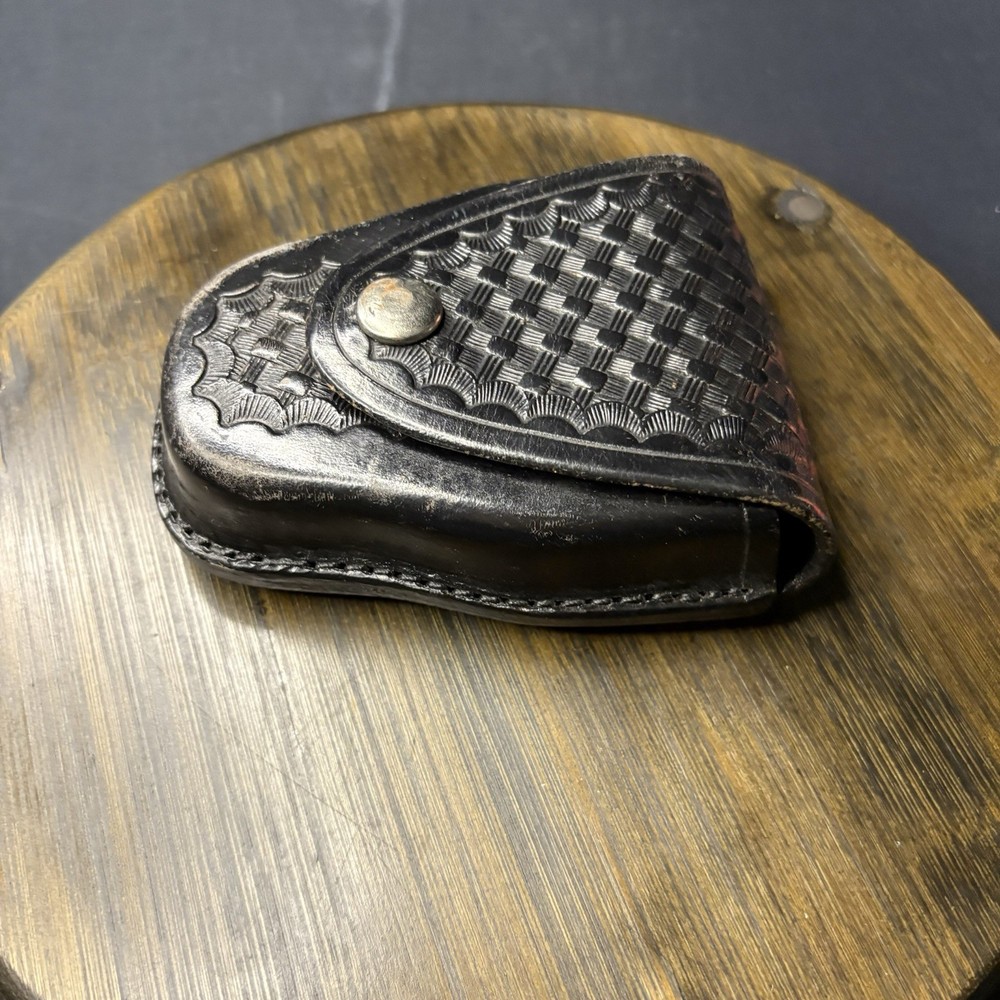 JS Leather Basket Weave Handcuff Case Law Enforcement