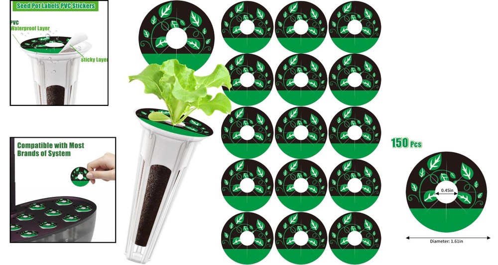 Durable 150-Pcs Hydroponic Plant Labels - Easy Peel & Adjust for Growth Tracking
