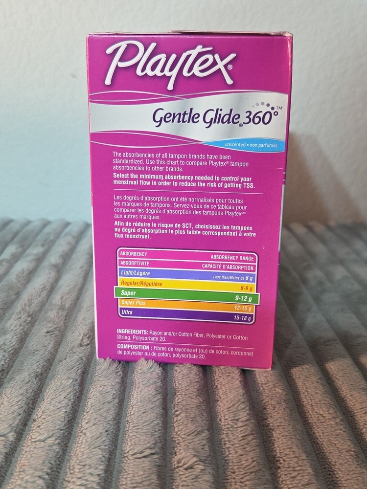 Playtex gentle glide 360° super absorbency 36 count box unscented tampons