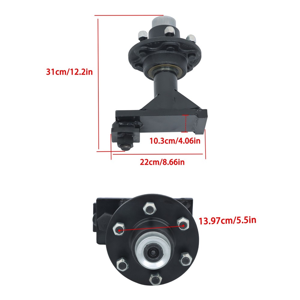 Pair of 6 × 6.5 Lug 8000LBS Shipping Container Wheels and Bolt-On Spindle Kits