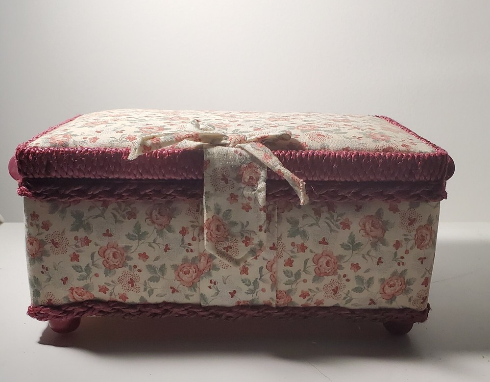 vintage wicker sewing basket red cute portable