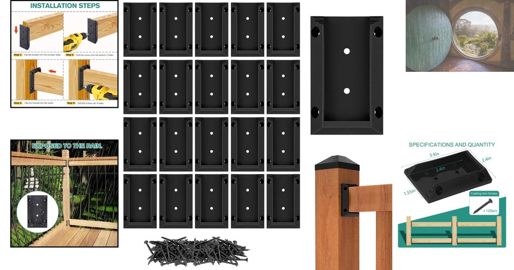 Versatile 20-Count Deck Bracket Set for Quick Railing Installation - Nylon