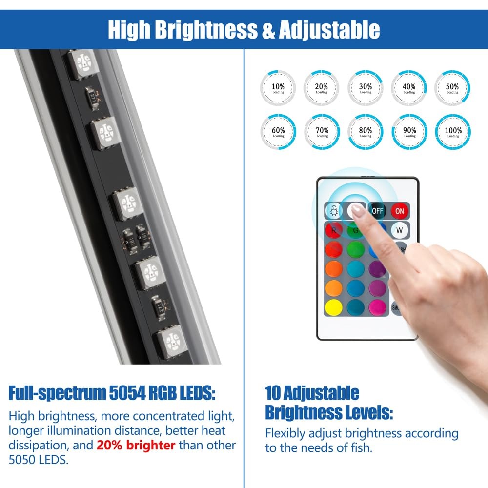 LED Aquarium Light with IP68 Waterproof and Memory Function Submersible Fish ...