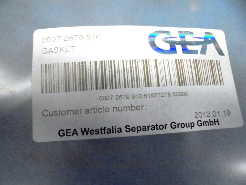 GE WESTFALIA SEPERATOR GASKET 0007-2679-910-C1