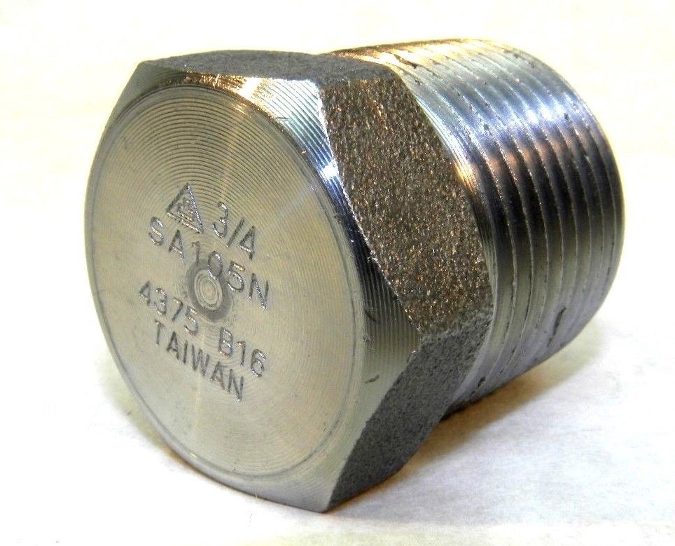 NEW 1" HEX HEAD SOLID METAL PLUG THREADED 3/4" NPT SA105N 4375 B16 CARBON STEEL