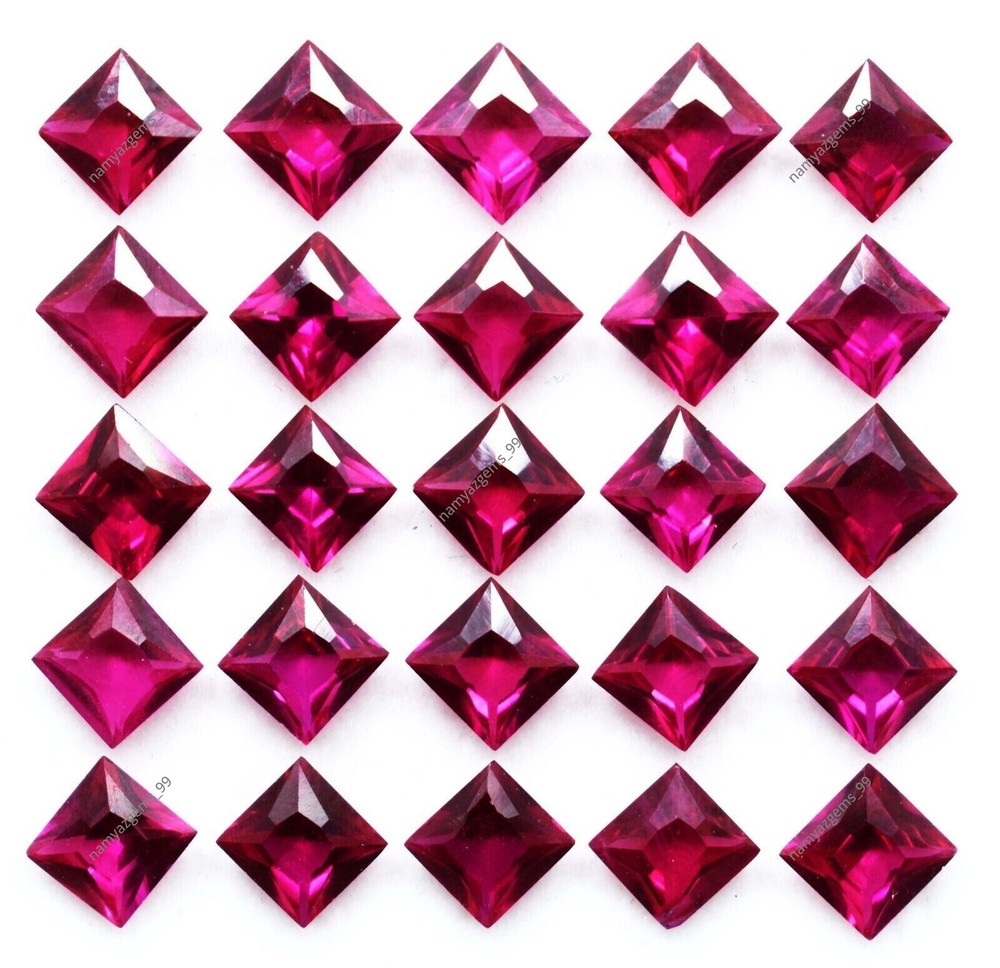 Natural Red Ruby 6 MM Square Cut 25 Pcs Certified Gemstone Lot