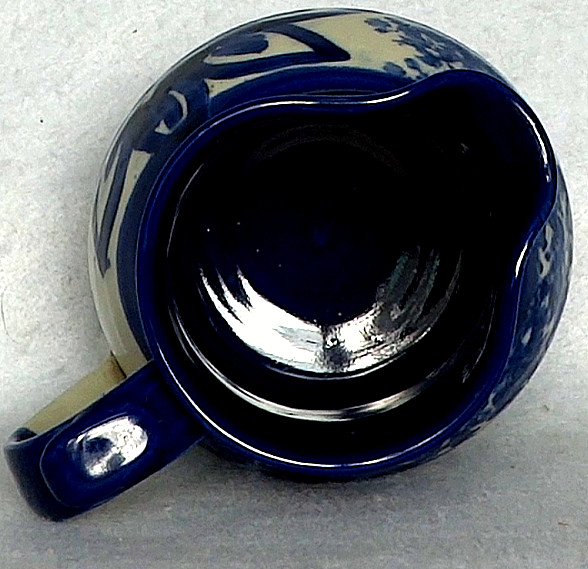 Blue and While Stoneware Artisan Pitcher Signed