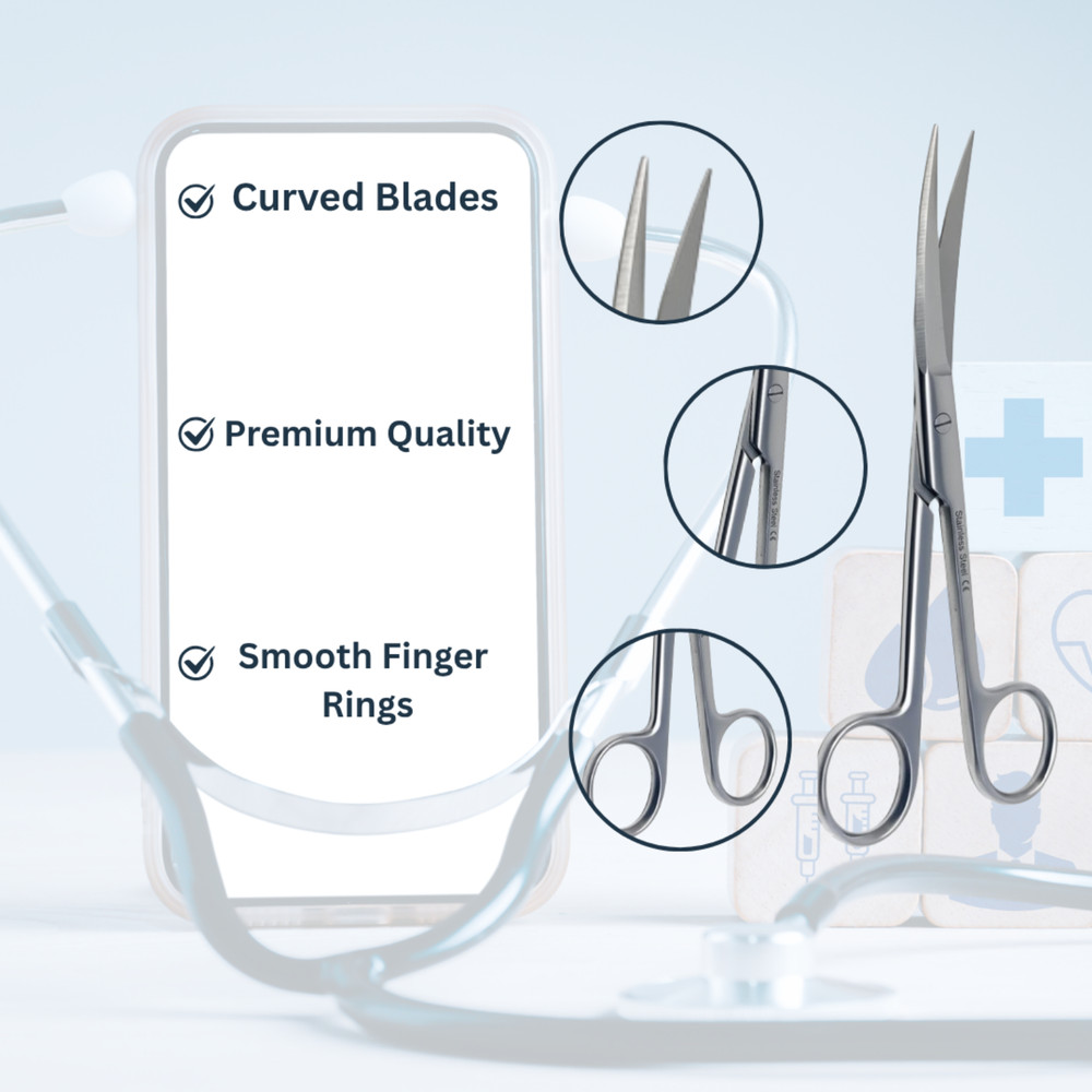Operating Scissors, Sharp/Sharp, Curved Blades - 6.5"Stainless Steel CE