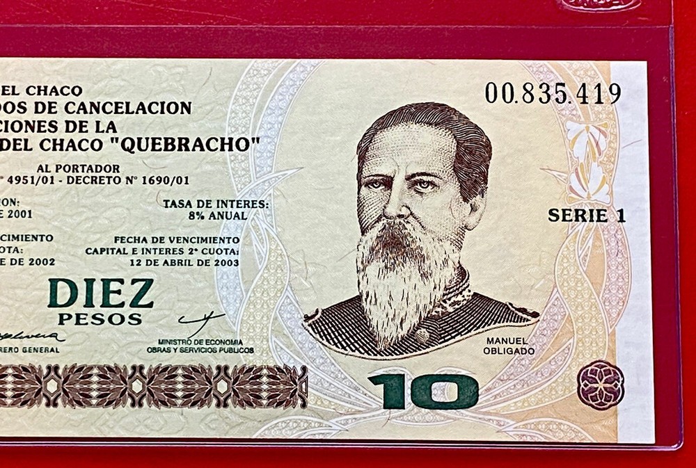 Argentina 2002 Emergency BOND Note CHACO (10 pesos ) Uncirculated