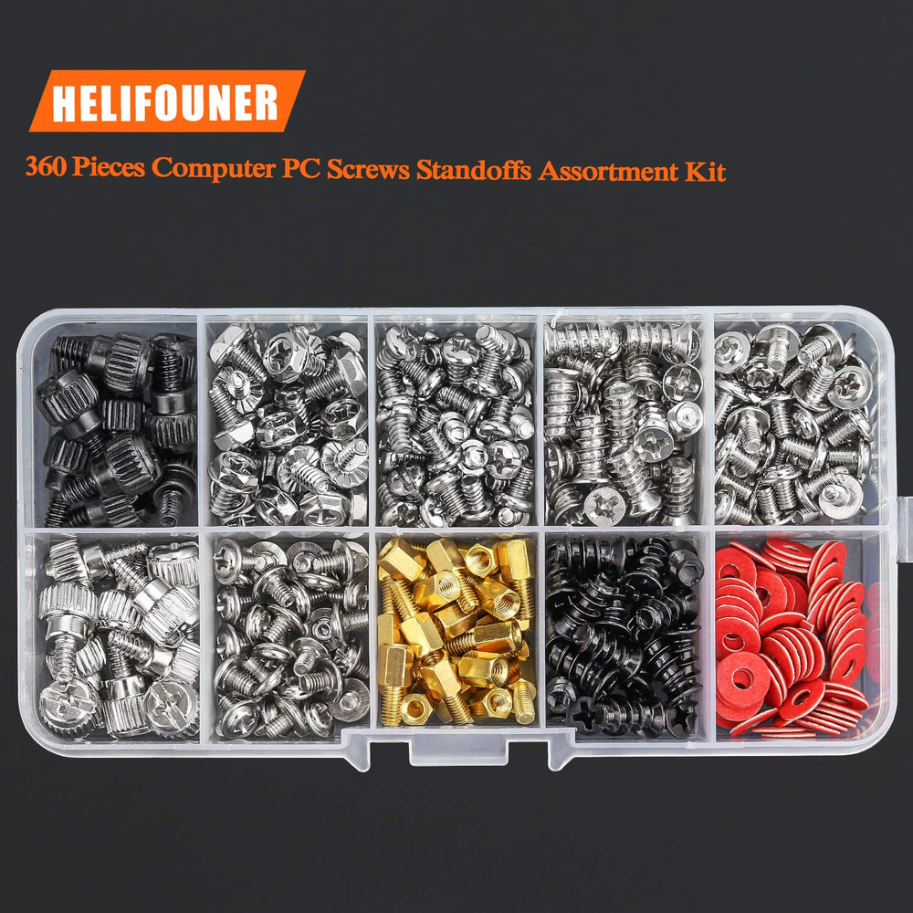 360 Pieces Computer Standoffs Screws Assortment Kit for Hard Drive Computer Case