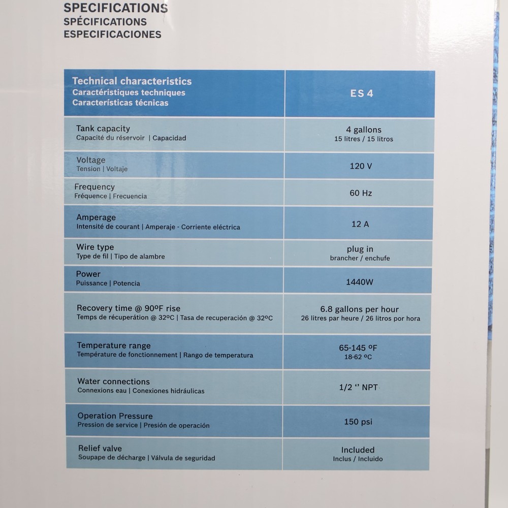 BOSCH Electric Mini-Tank Water Heater Tronic 3000 T 4-Gallon (ES4) SEALED