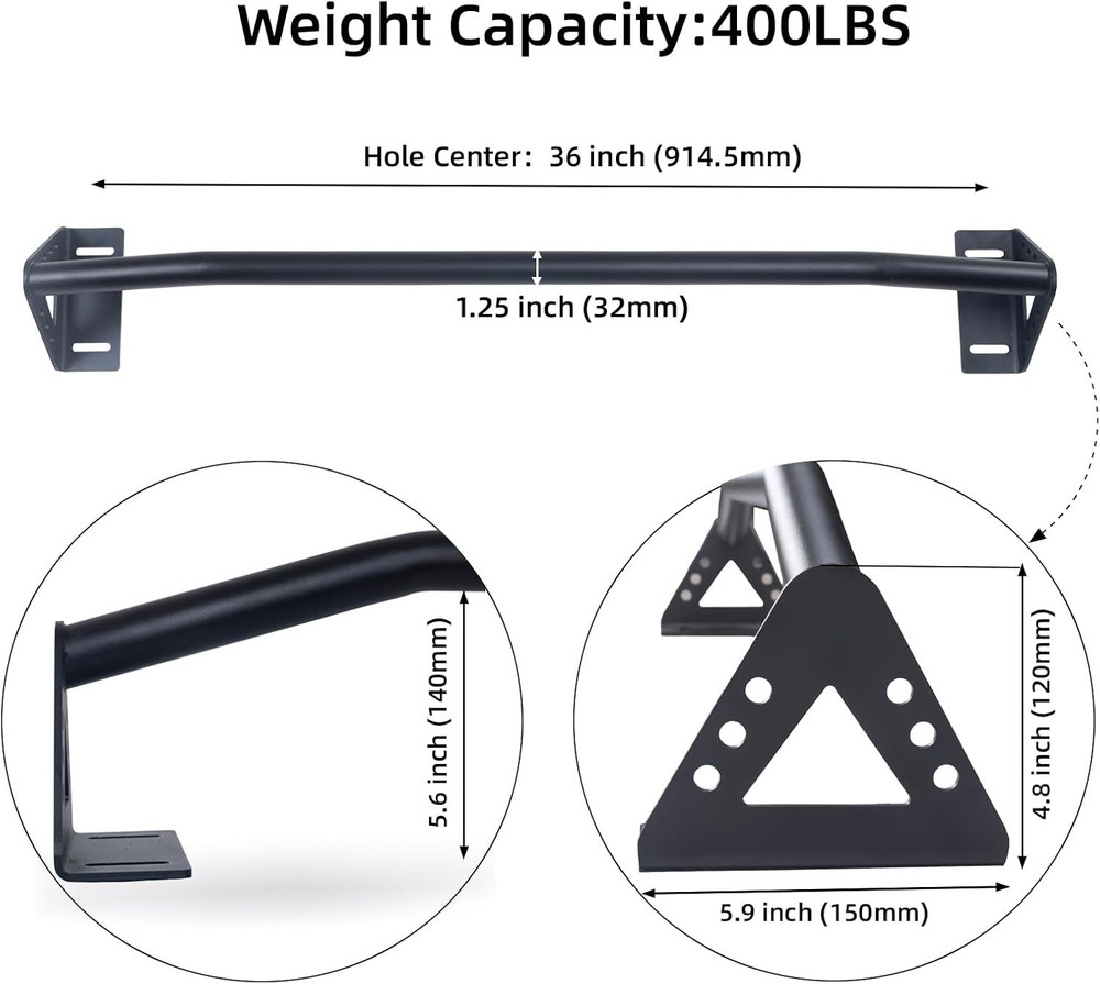 Wall Mounted Pull Up Bar Doorway, Heavy Duty Strength Training Pull-Up & Chin Up