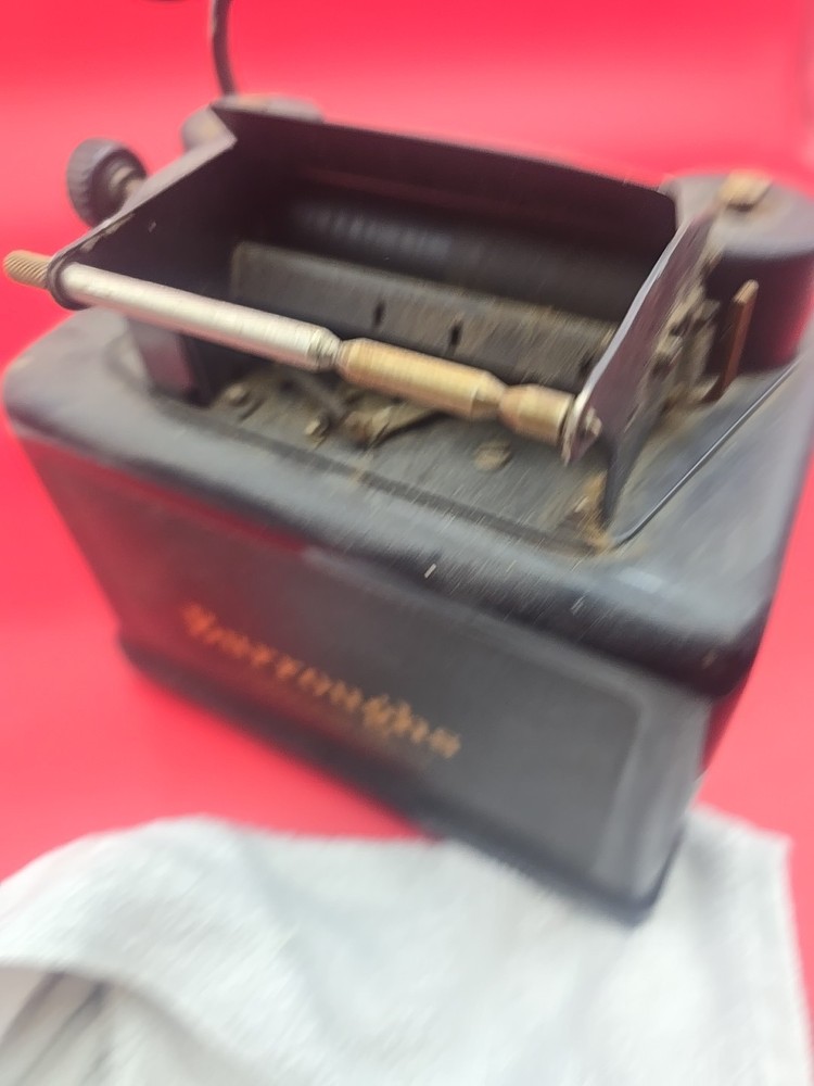 Burroughs Portable Adding Machine Hand Crank Antique 8 Column