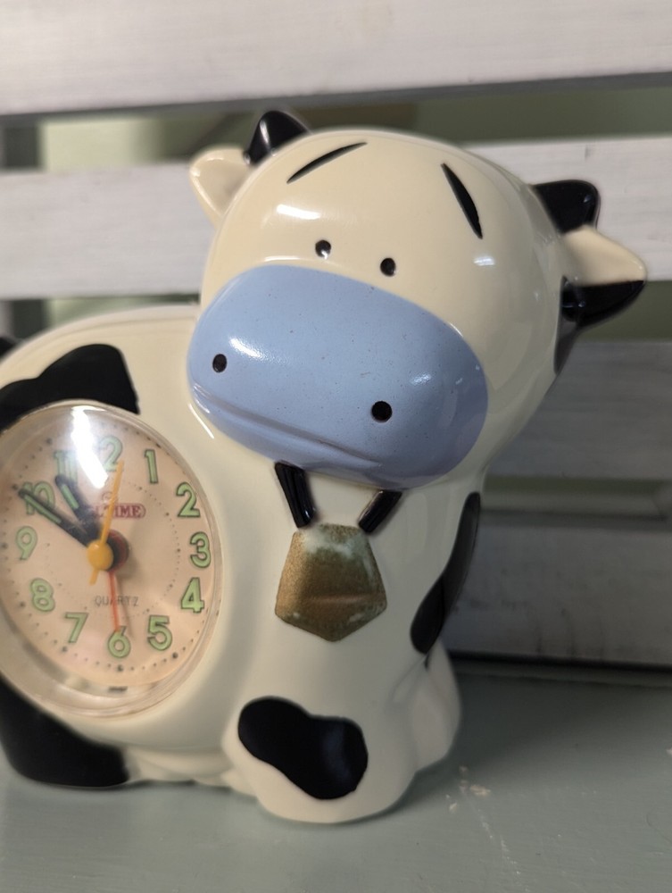Vintage Plastic Cow Clock Tel-time Tested