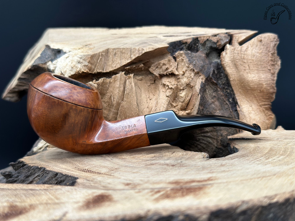 Brebbia Silver Extra 624 Smooth Bent Bulldog Smoking Pipe