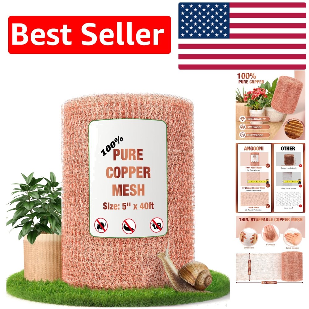 Fireproof Copper Mesh Roll 5" x 40FT - Ultimate Rodent Deterrent for Gardens