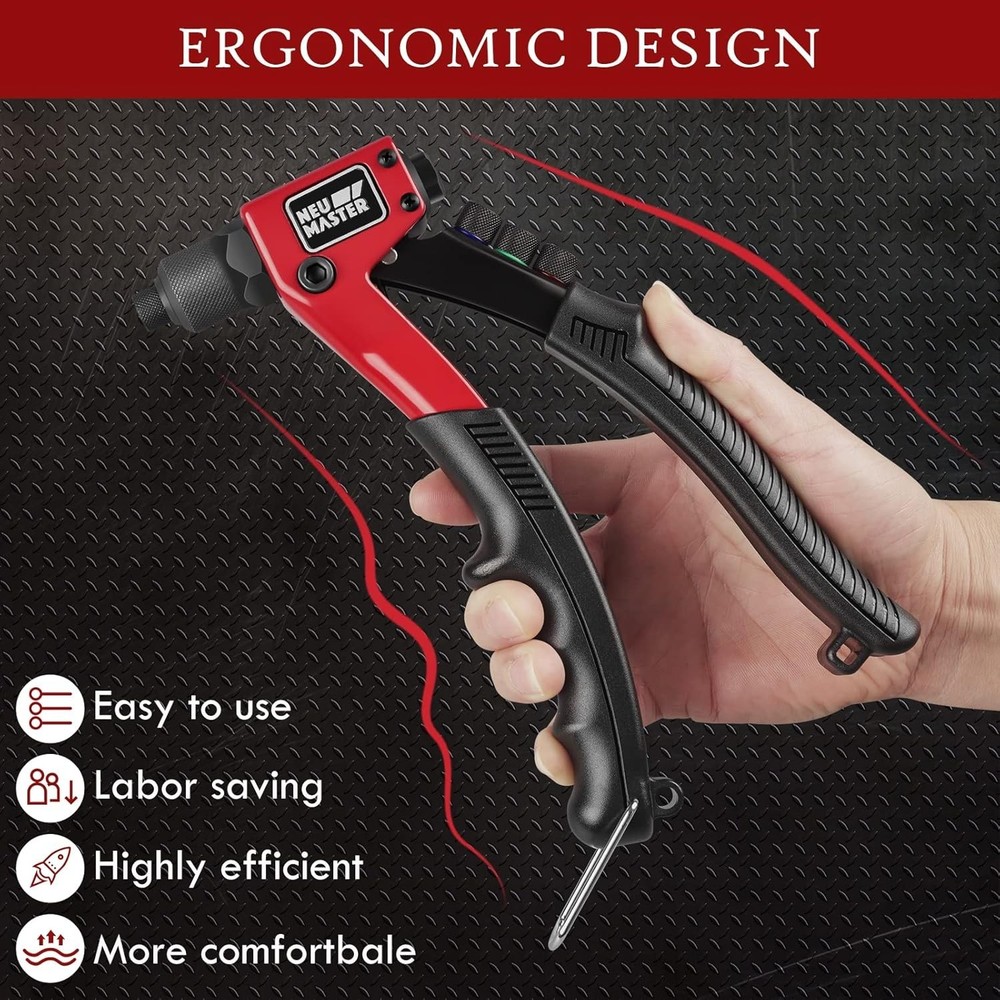 Professional Rivet Gun with 200 Rivets for Metal, Plastic & Leather Projects