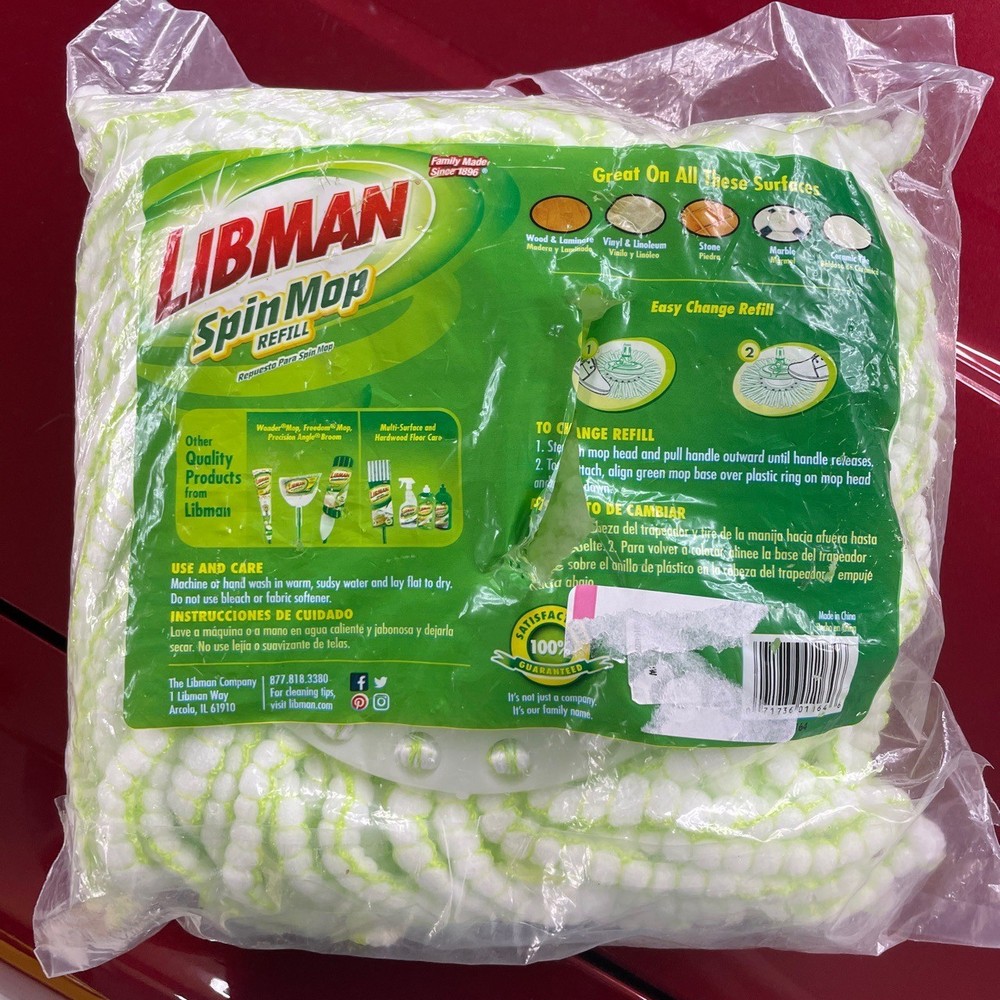NWT Libman Spin Mop Refill Deep Cleaning Microfiber White And Green