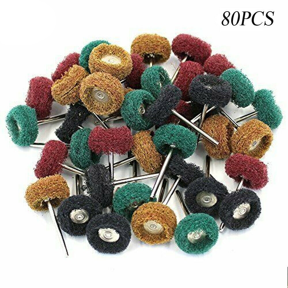 80Pack Abrasive Buffing Wheel Grinding Polishing Shank Craft Bits Rotary Tool
