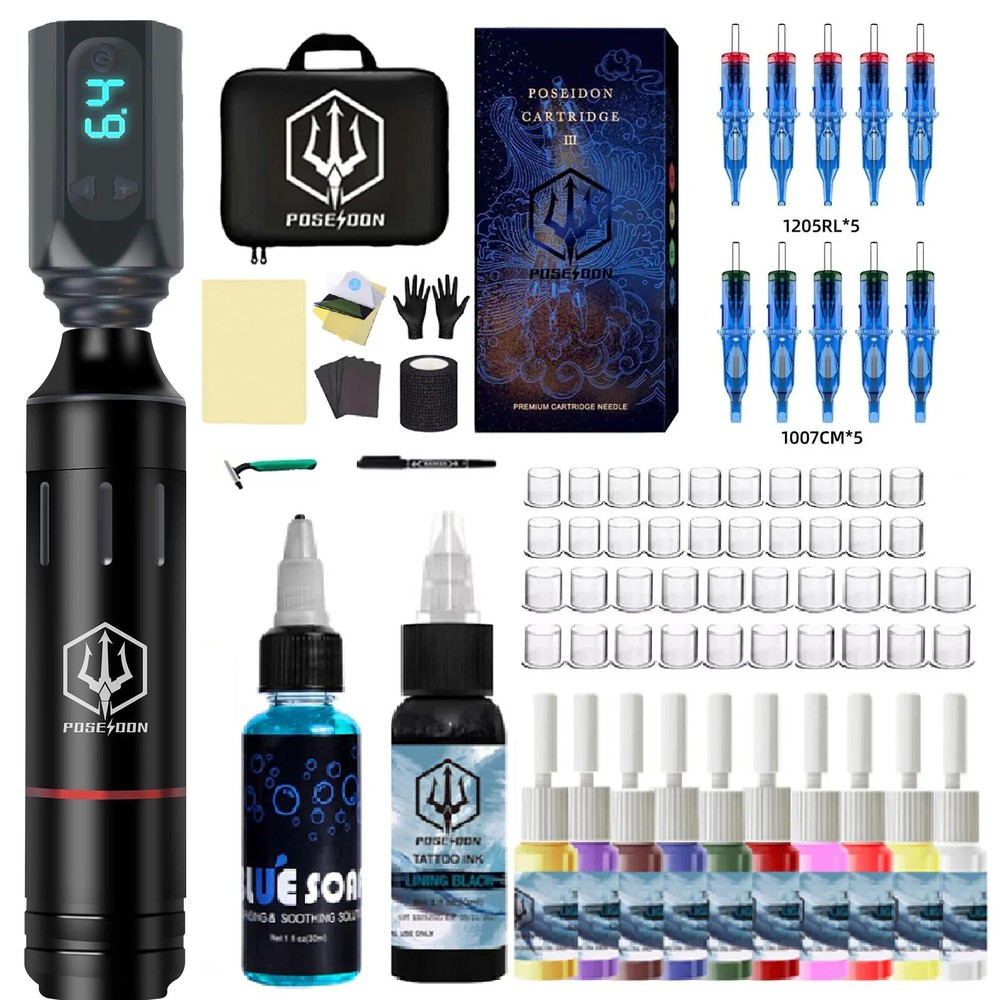 Tattoo Pen Kit Tattoo Kit With Wireless Power Source RCA Interface Tattoo GunKit