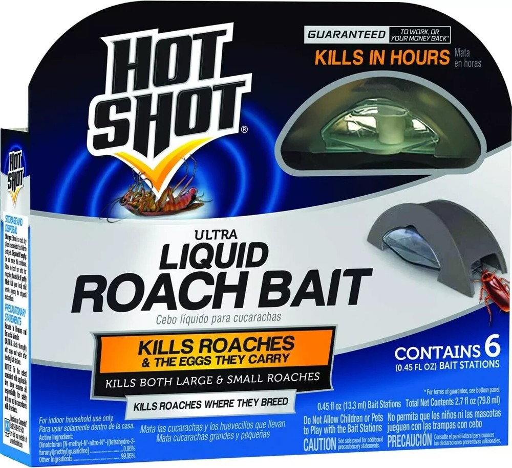 HOT SHOT ULTRA LIQUID ROACH BAIT  - 6 COUNT - KILLS ROACHES FAST!!